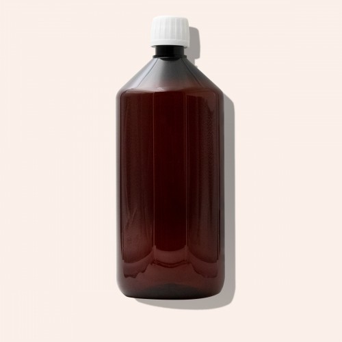 brown rigid pet bottle with safety cap