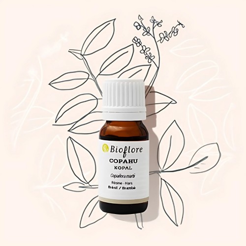 Essentiële olie van bio kopal of copaiba, tegen huidproblemen