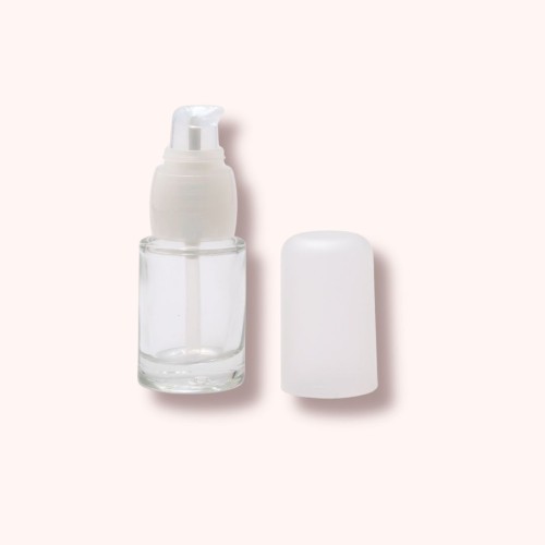 Flacon pompe verre 15 ml. Idéal pour cosmétiques maison.