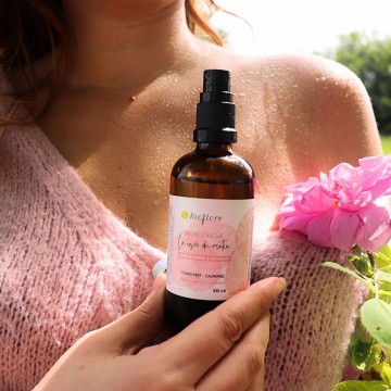 Brume tonique hydrolats rose de Damas et géranium – soin visage bio hydratant
