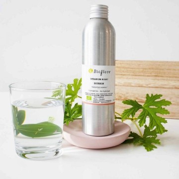 Organic Rose Geranium Bourbon Hydrosol to soothe and refresh the skin